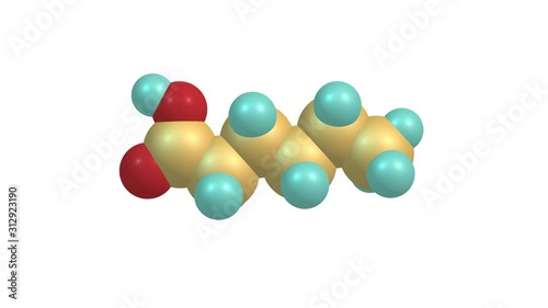 Rotating isolated hexanoic acid molecule video photo