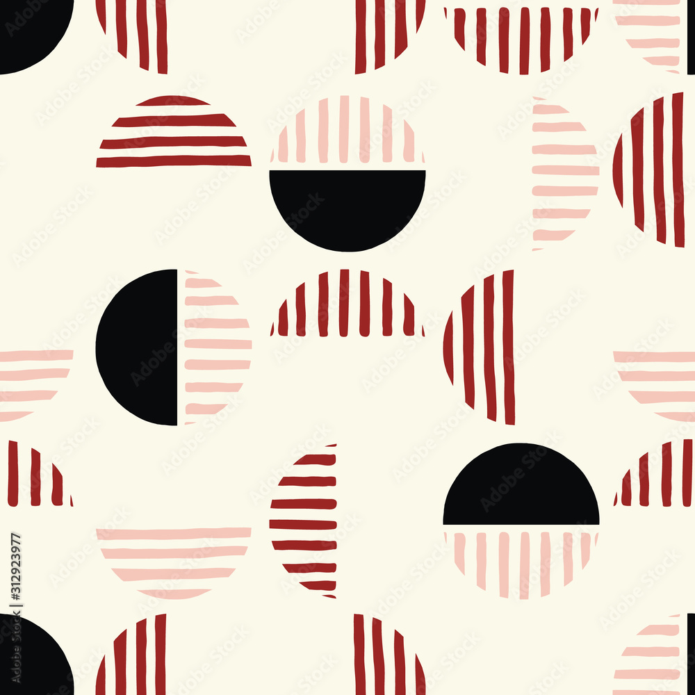 Oversized Retro Geo Dots Vector Seamless Pattern. Modern Abstract Dusty Pink Circles Background