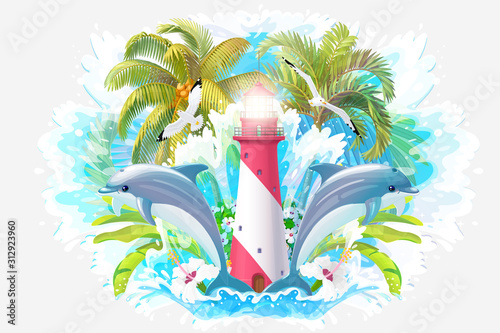 vector sea cartoon composition