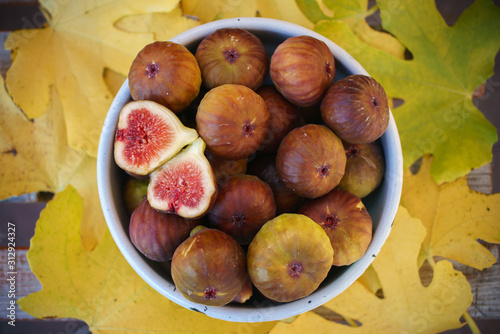 healthy and delicious home grown figs in Europe in the garden 