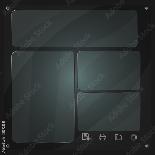 glass transparent touch screen interface.glass plates set  ,vector illustration