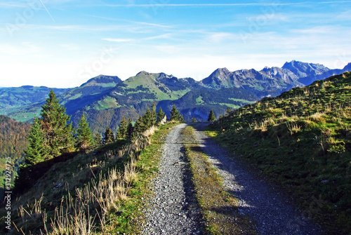 Hiking and walking trails on the Churfirsten mountain range and in the Toggenburg region, Starkenbach - Canton of St. Gallen, Switzerland photo