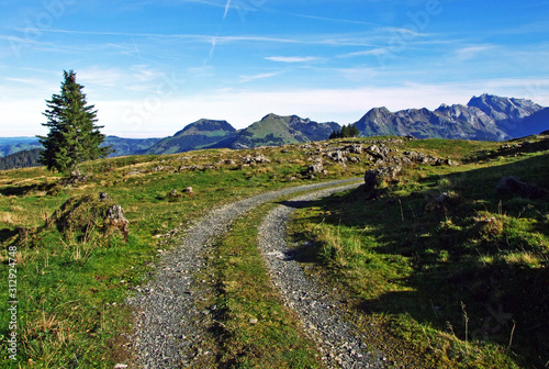 Hiking and walking trails on the Churfirsten mountain range and in the Toggenburg region, Starkenbach - Canton of St. Gallen, Switzerland photo