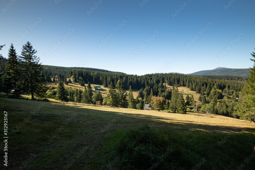 Mountain scenery with the highest peak of Czech republic, Snezka