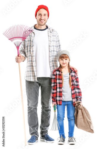 Man and his little daughter...