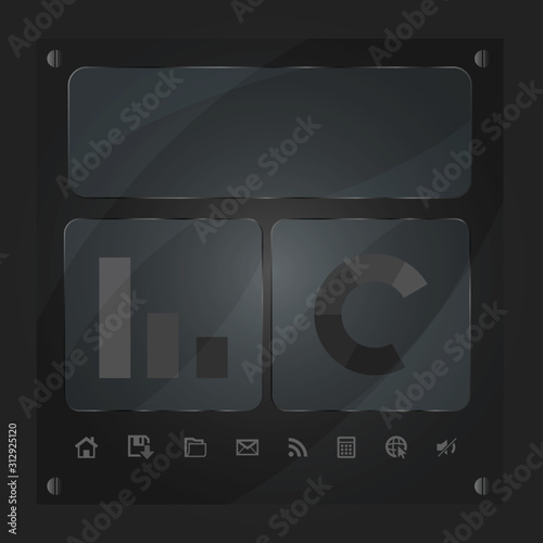 glass transparent touch screen interface.glass plates set .chart on glass plate ,vector illustration
