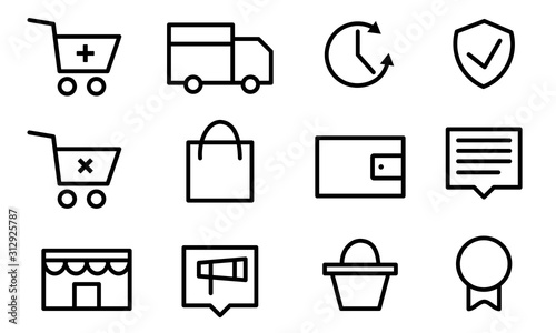 Set pictogram supermarket services, Shopping Icons. Online Shopping