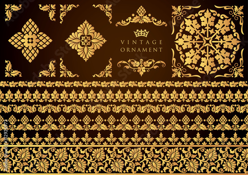 set of decorative design elements. floral frames and borders.