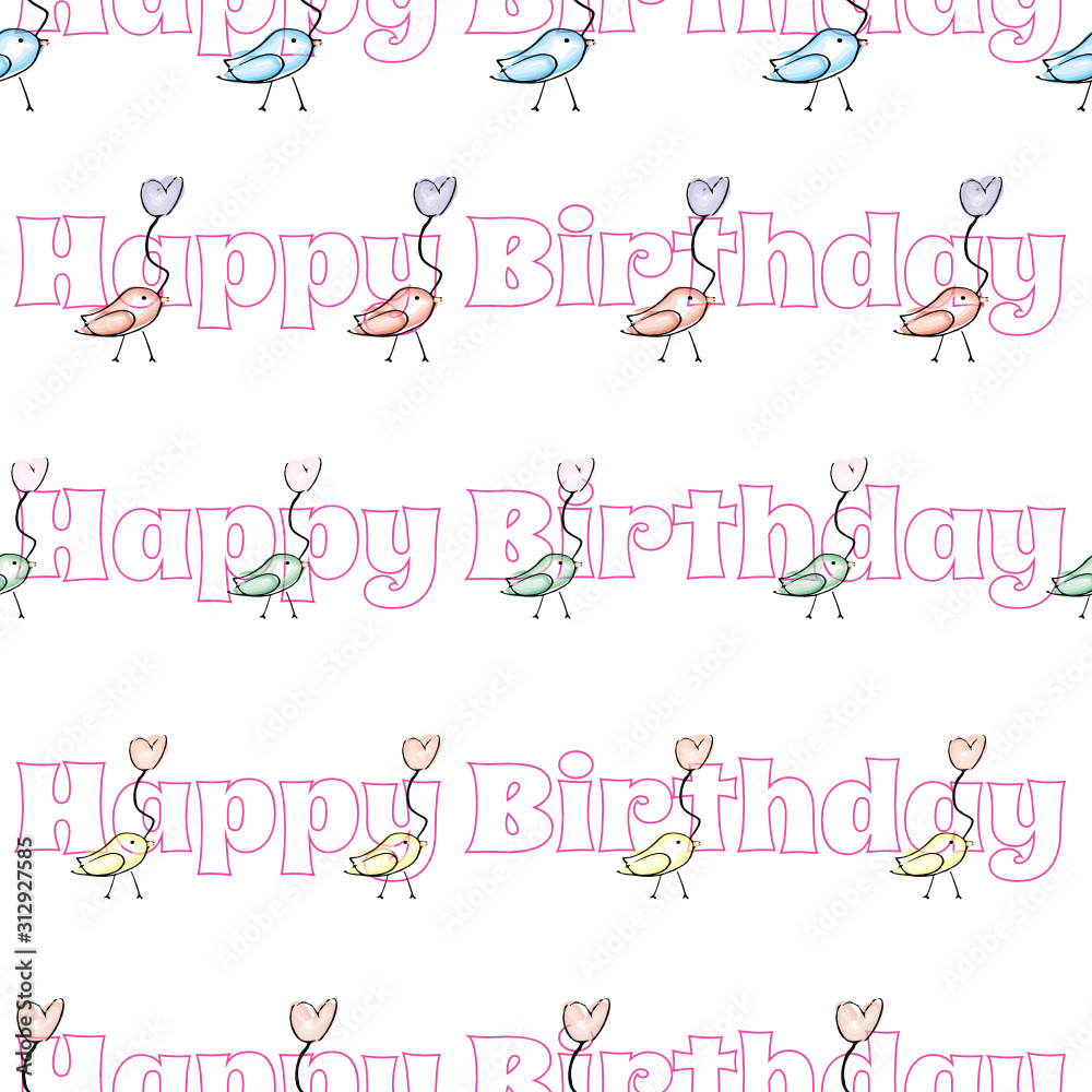 seamless watercolor birds pattern print background design