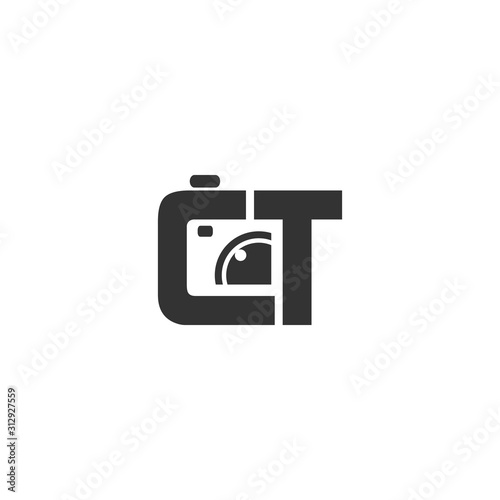 simple typography CT camera vector logo