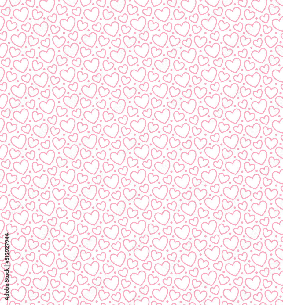 Vector seamless pattern with simple hearts.