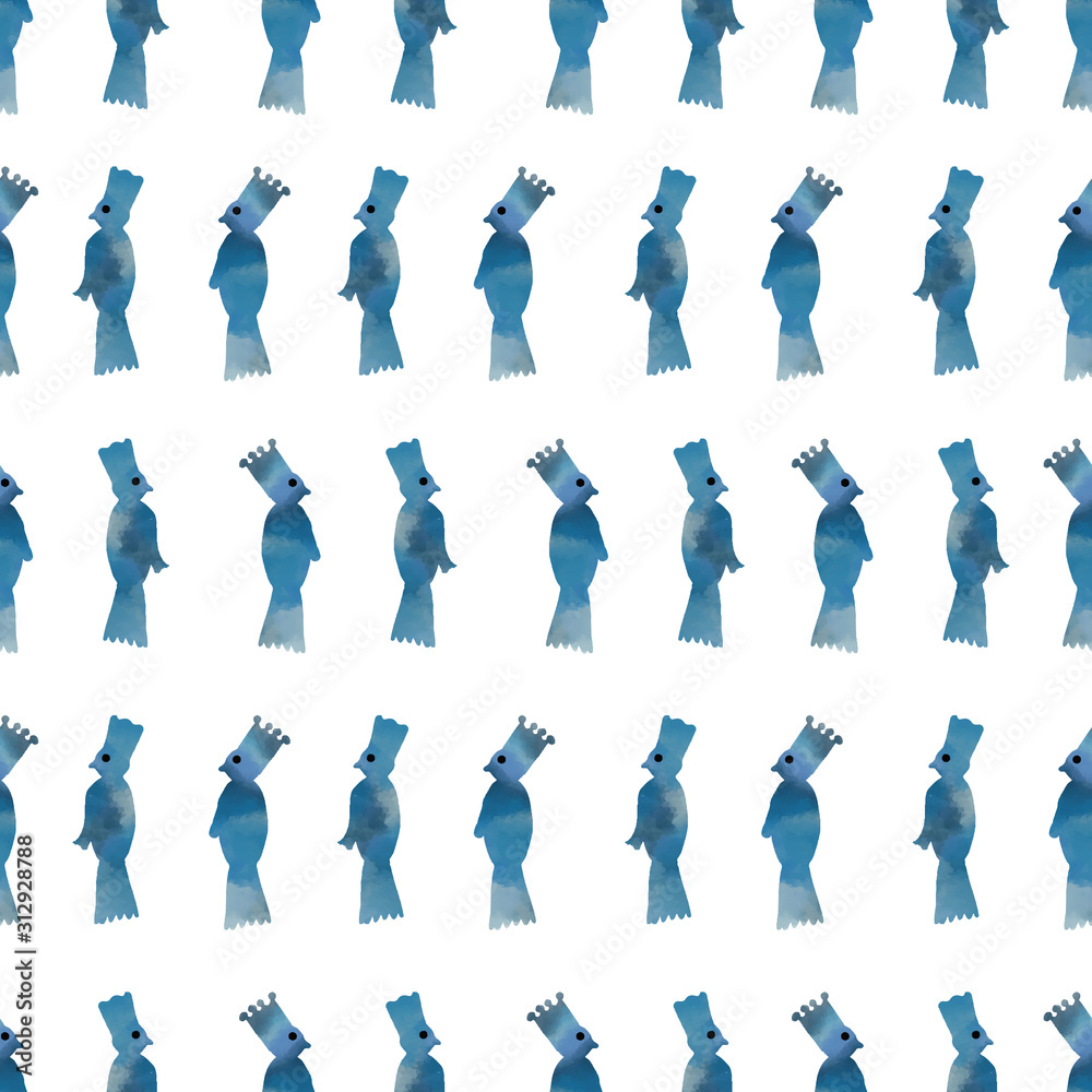 seamless watercolor birds pattern print background design