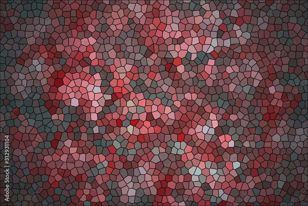 Geometrischer, moderner, orientalischer, arabischer Mosaik Hintergrund rot, rosa, coral, weiß, schwarz mit abstrakten Muster