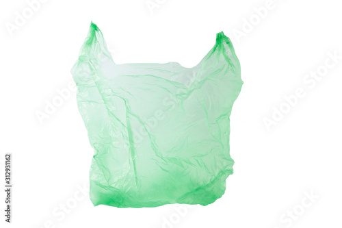 close up of a plastic bag on white background.