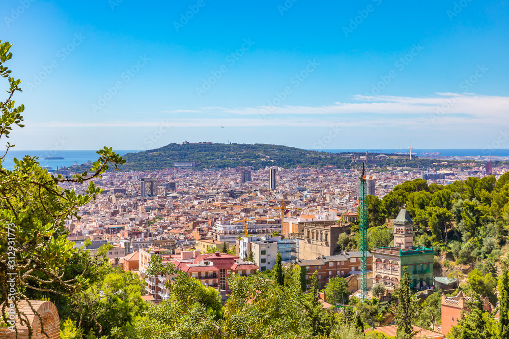 Barcelona, Spain sea view from Prk Guell