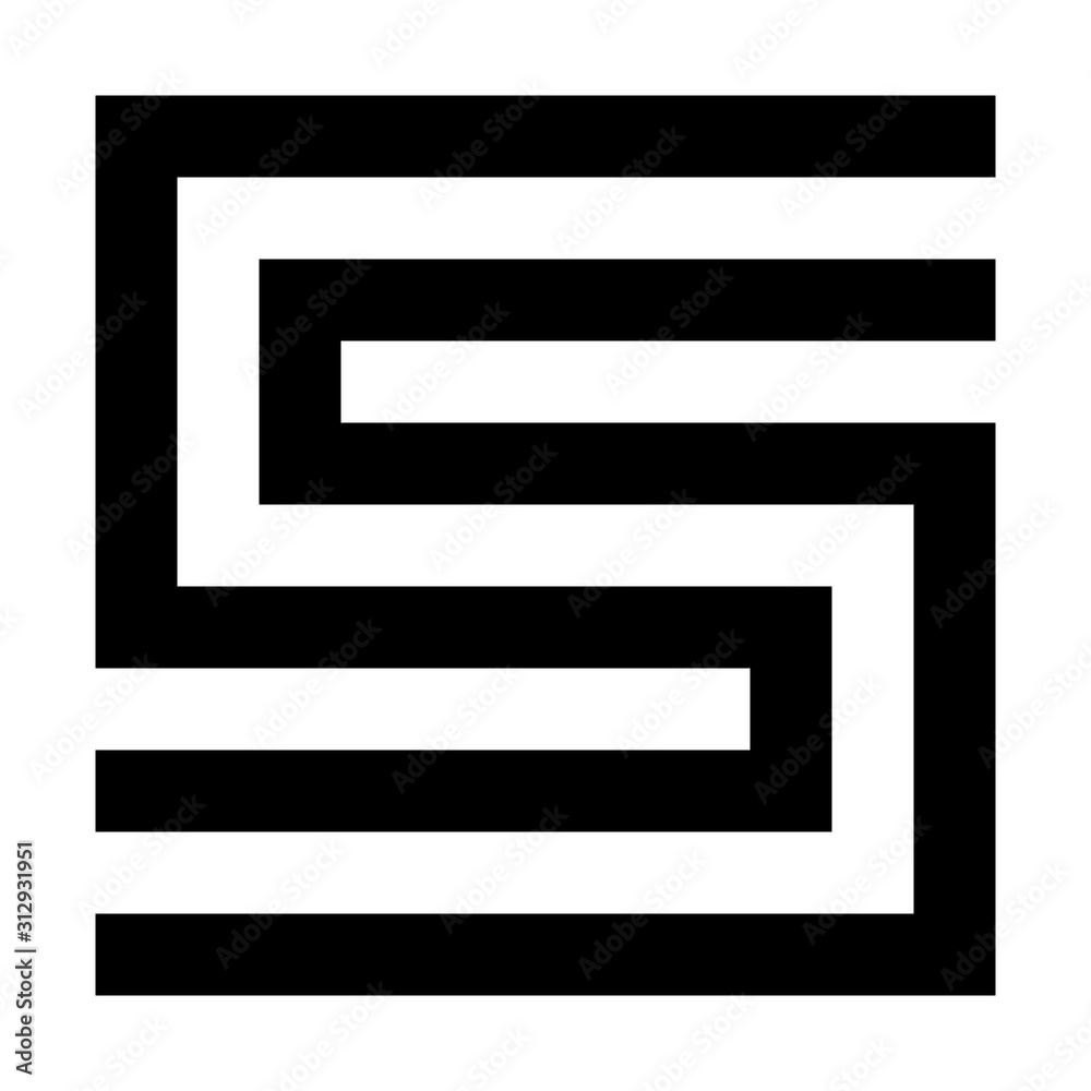 Letters and numbers - square outline font - black number 5 - vector Letters and numbers - square outline font - black number 5 - vector