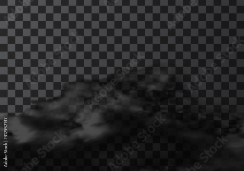 Thunderstorm cloud weather meteo icon realistic vector illustration. Realistic element for weather forecast, black storm cloud isolated on transparent background