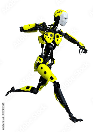 3D Rendering Male Robot on White