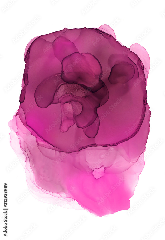Fototapeta premium Alcohol Ink color abstract painting. Magical purple texture alcohol ink. Abstract spots of paint on a white background. 