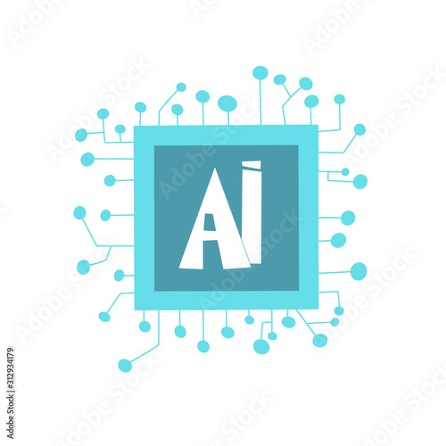 Artificial intelligence. AI hand drawn vector icon