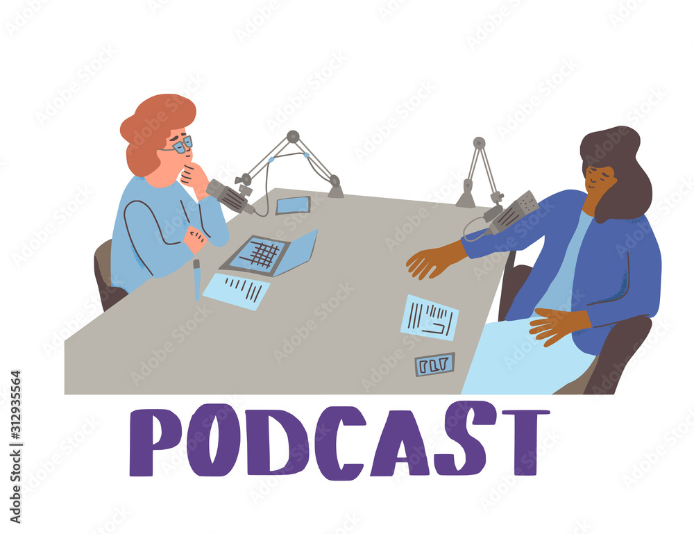 Podcast show studio concept. Vector simple design. Podcast show studio concept. Vector simple design.