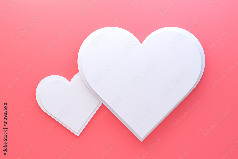 3d rendering greeting card design, red hearts with lettering postcard. Background of love for Happy Valentine's Day or love mom greeting card design.