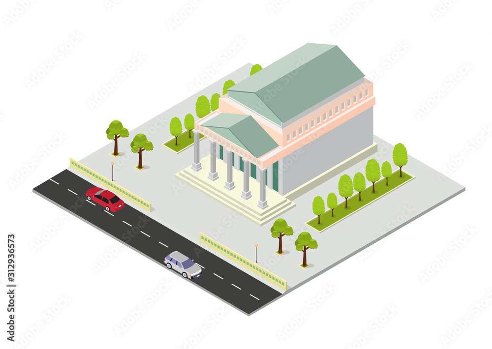 isometric court or school building isometric court or school building