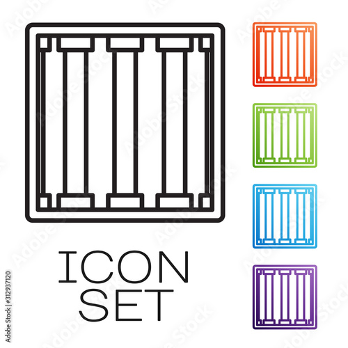 Black line Prison window icon isolated on white background. Set icons colorful. Vector Illustration