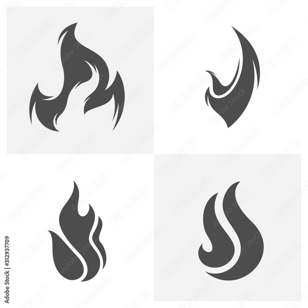 Set of Fire flames Logo design inspiration vector icons Set of Fire flames Logo design inspiration vector icons