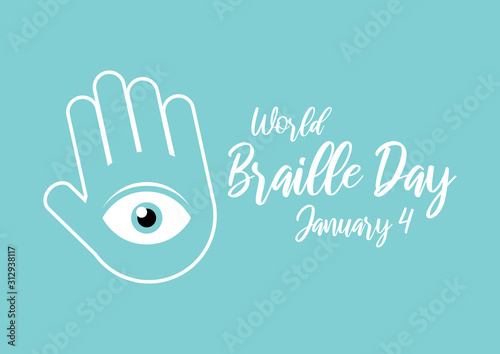 World Braille Day vector. Eyes in the hands vector illustration. Human hands with eyes on the palms. Important day