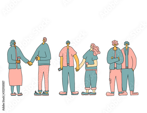 Set of couples. People group. Vector illustartion.