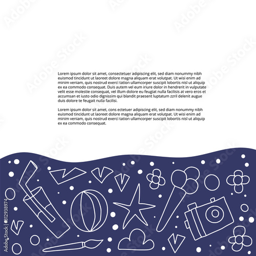 Staycation poster in doodle style. Vector design.