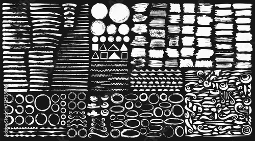 Ink brushes , dividers, circles and ornaments photo