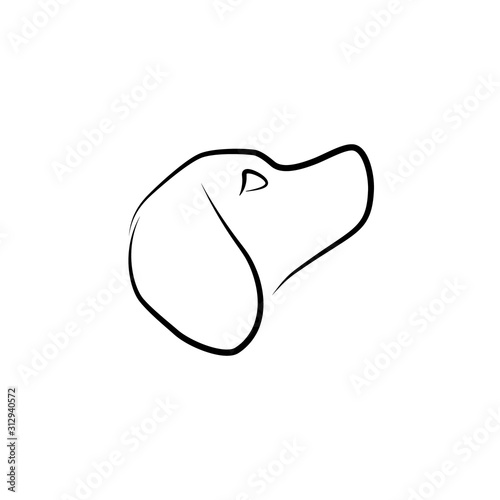 Dog icon. Outlined dog head. Vector illustration