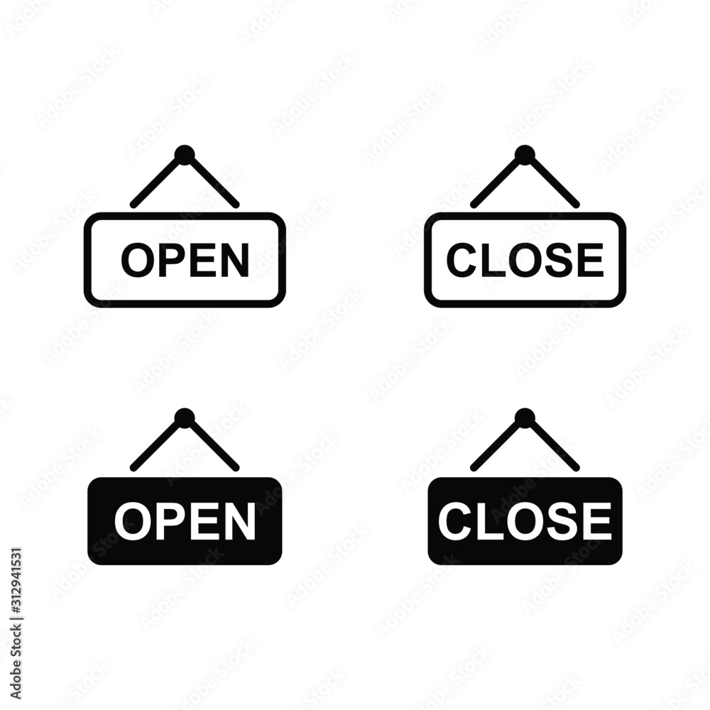 open and closed sign. door board isolated icon open and closed sign. door board isolated icon