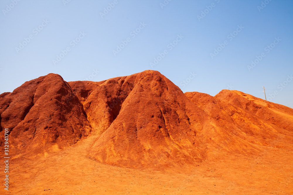 Bauxite Cave of Otranto in Apulia, Salento, Italy. Red bauxite mountains Bauxite Cave of Otranto in Apulia, Salento, Italy. Red bauxite mountains