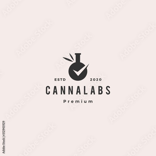 cannabis lab test check certified certificate logo retro vintage hipster icon illustration