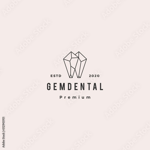 gems dental logo hipster retro vintage for dentist and dentistry