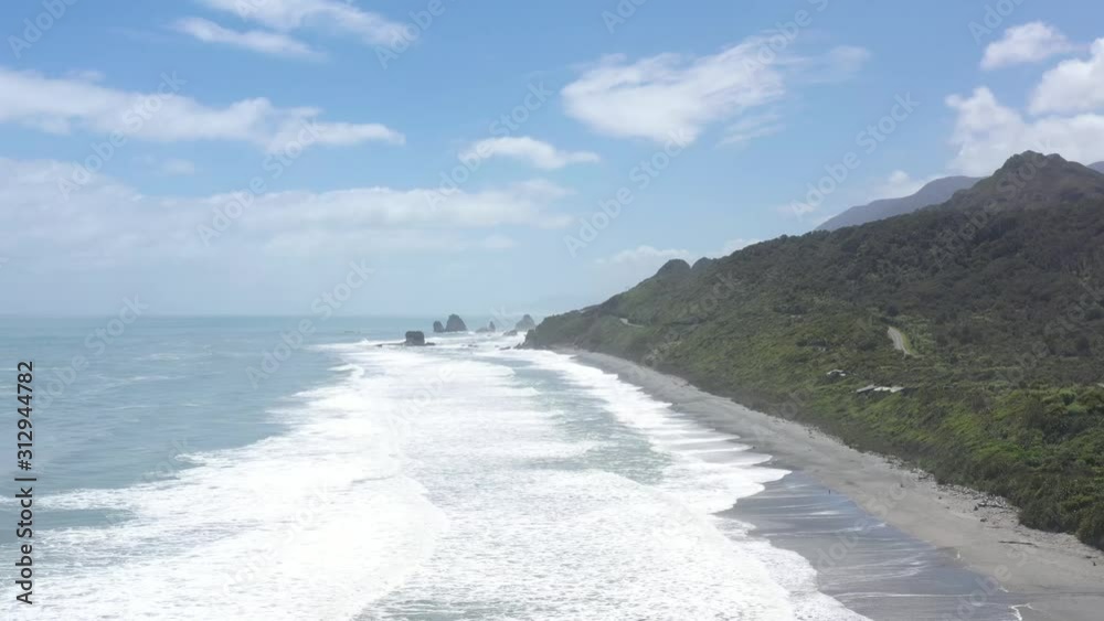 coastline of New Zealand with some amazing rock in the ocean, beautiful nature of New Zealand coastline of New Zealand with some amazing rock in the ocean, beautiful nature of New Zealand