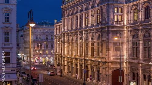Photography Beautiful view of Wiener Staatsoper aerial day to night timelapse in Vienna, Aus