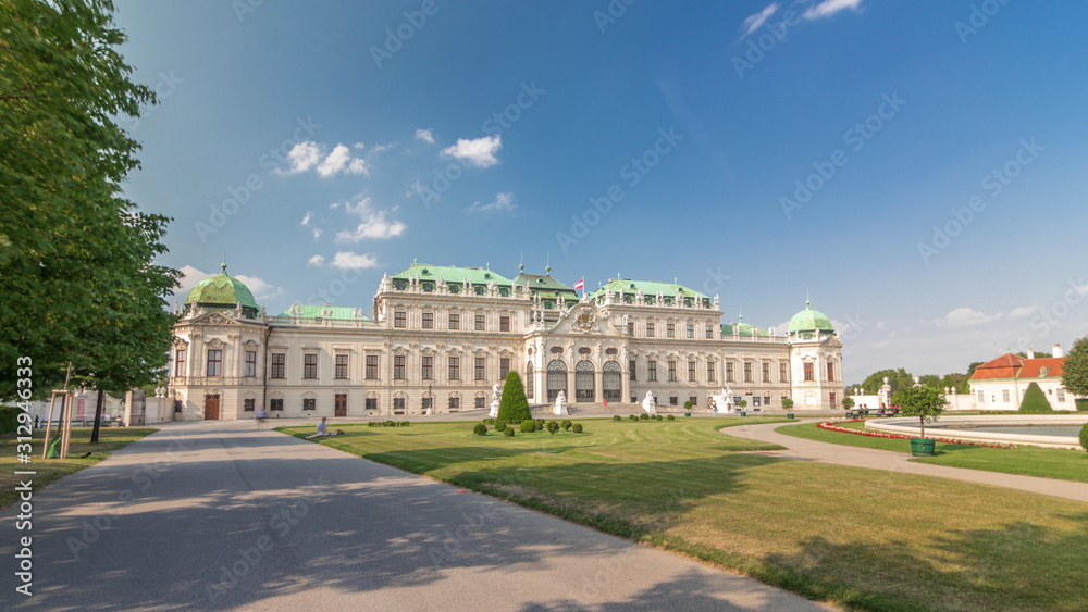 Belvedere palace with beautiful floral garden timelapse hyperlapse, Vienna Austria