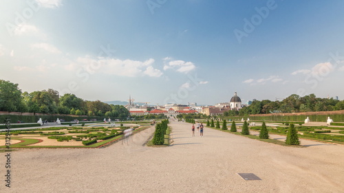 Belvedere palace with beautiful floral garden timelapse hyperlapse, Vienna Austria