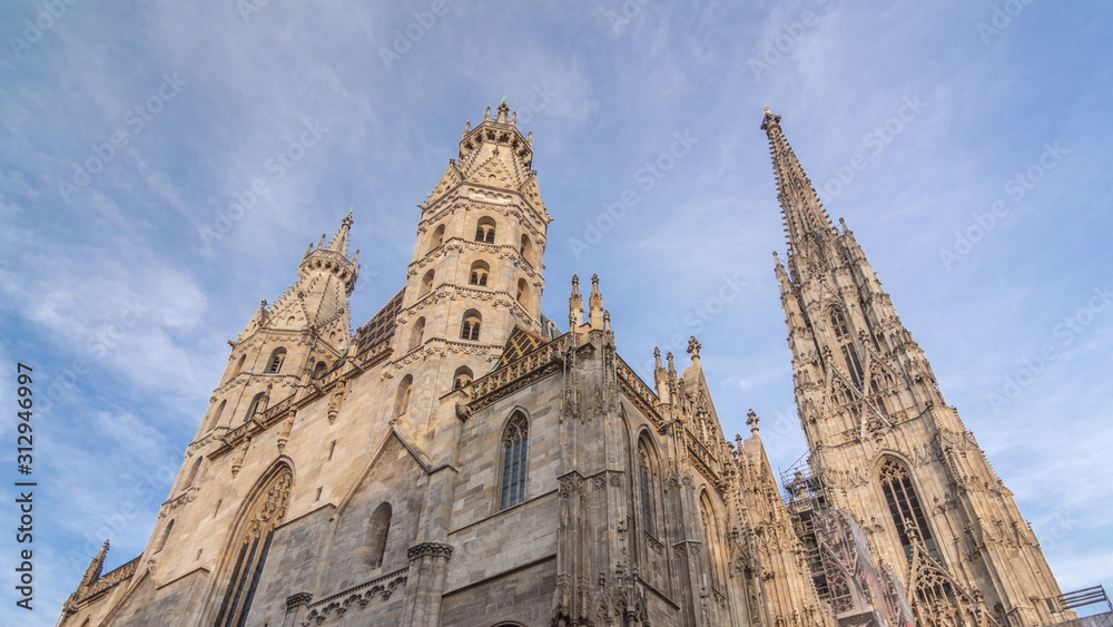 St. Stephen's Cathedral timelapse hyperlapse, the mother church of Roman Catholic Archdiocese of Vienna, Austria