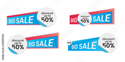 Editable Blank circle label stickers for Social Media Sale banner.