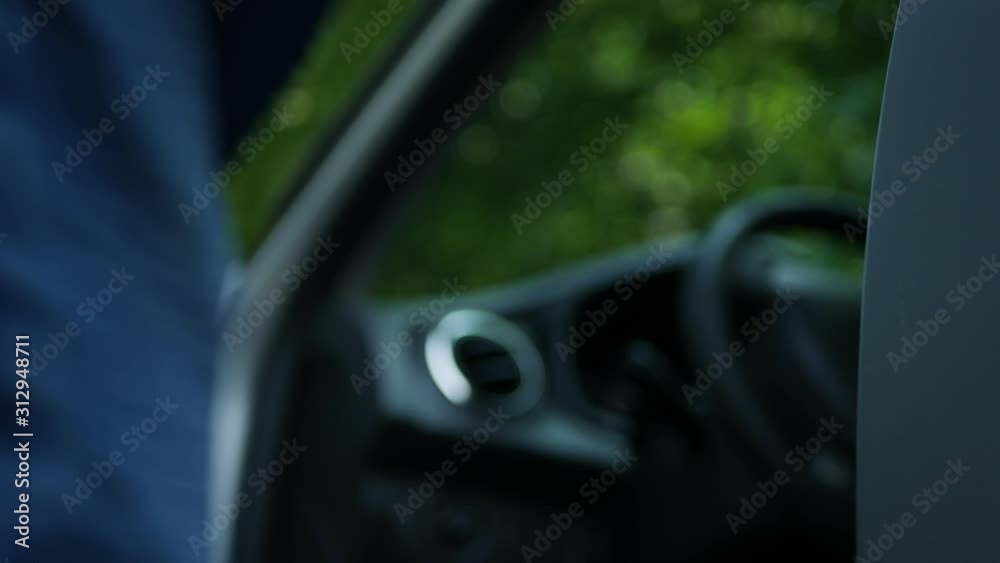 Driver Hand Opening with Car Key Automobile Door Driver Hand Opening with Car Key Automobile Door