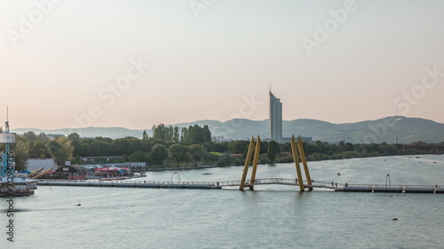 View of Copa Cagrana timelapse, an area by the Neue Donau in the 22th district of Vienna photo