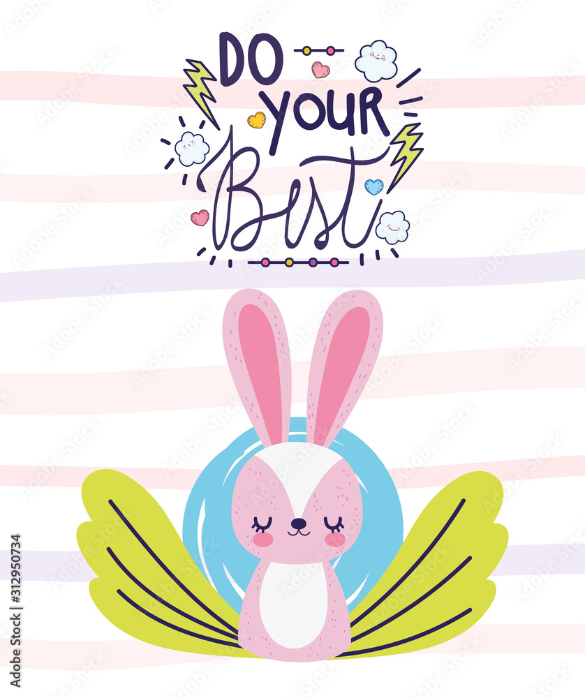 Fototapeta premium do your best cute rabbit flower decoration