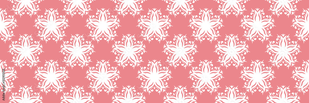 Floral seamless pattern. White flowers on pink background Floral seamless pattern. White flowers on pink background