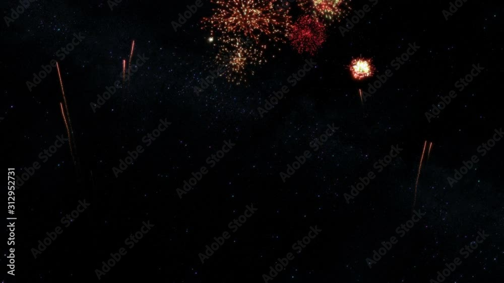 Feliz Navidad. Background with fireworks and a Christmas greeting. Spanish version.