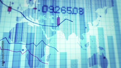 Declining financial chart close-up. White and Green. Loopable. 2 videos in 1 file. Financial data and declining charts. Economy background. More color options in my portfolio.